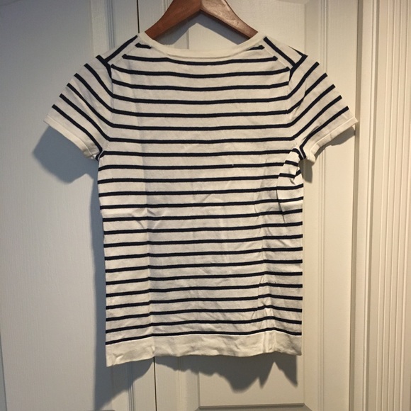 J Crew Embellished Striped Navy top size XXS - Picture 5 of 7